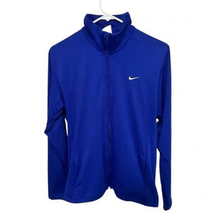 Nike Dri-Fit Womens Athletic Zip Up Jacket Blue Size Large